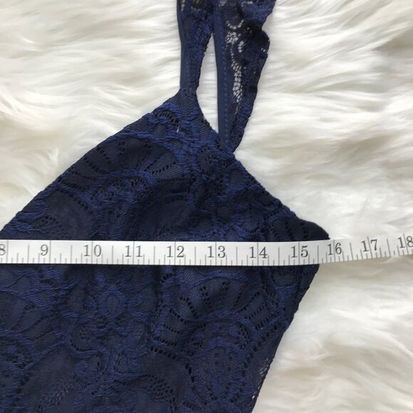 Lulus Absolutely Adorable Lace Backless Skater Dress Navy Size Medium - Picture 8 of 10